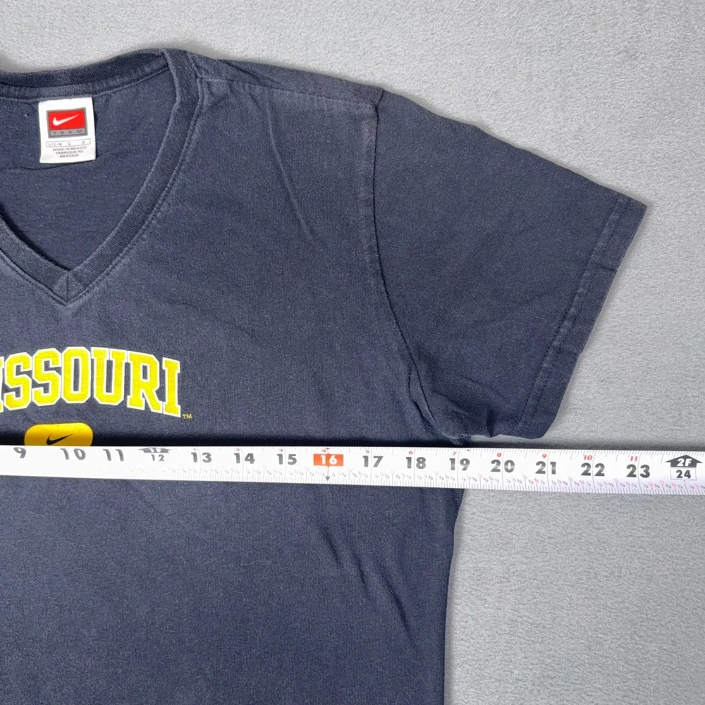 Nike Team Missouri Tigers V-Neck T-Shirt Navy Blue Yellow‎ Graphic Mens Large L